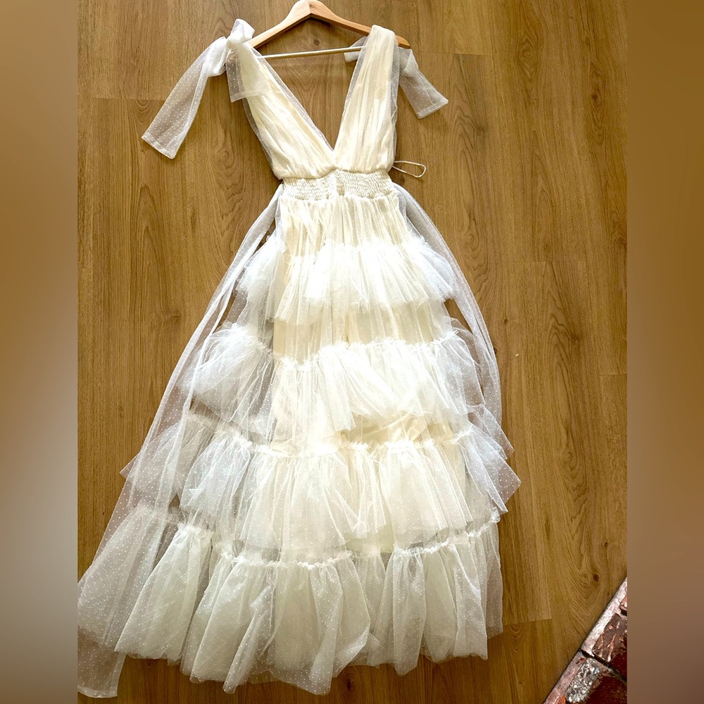 Long dress white tiered